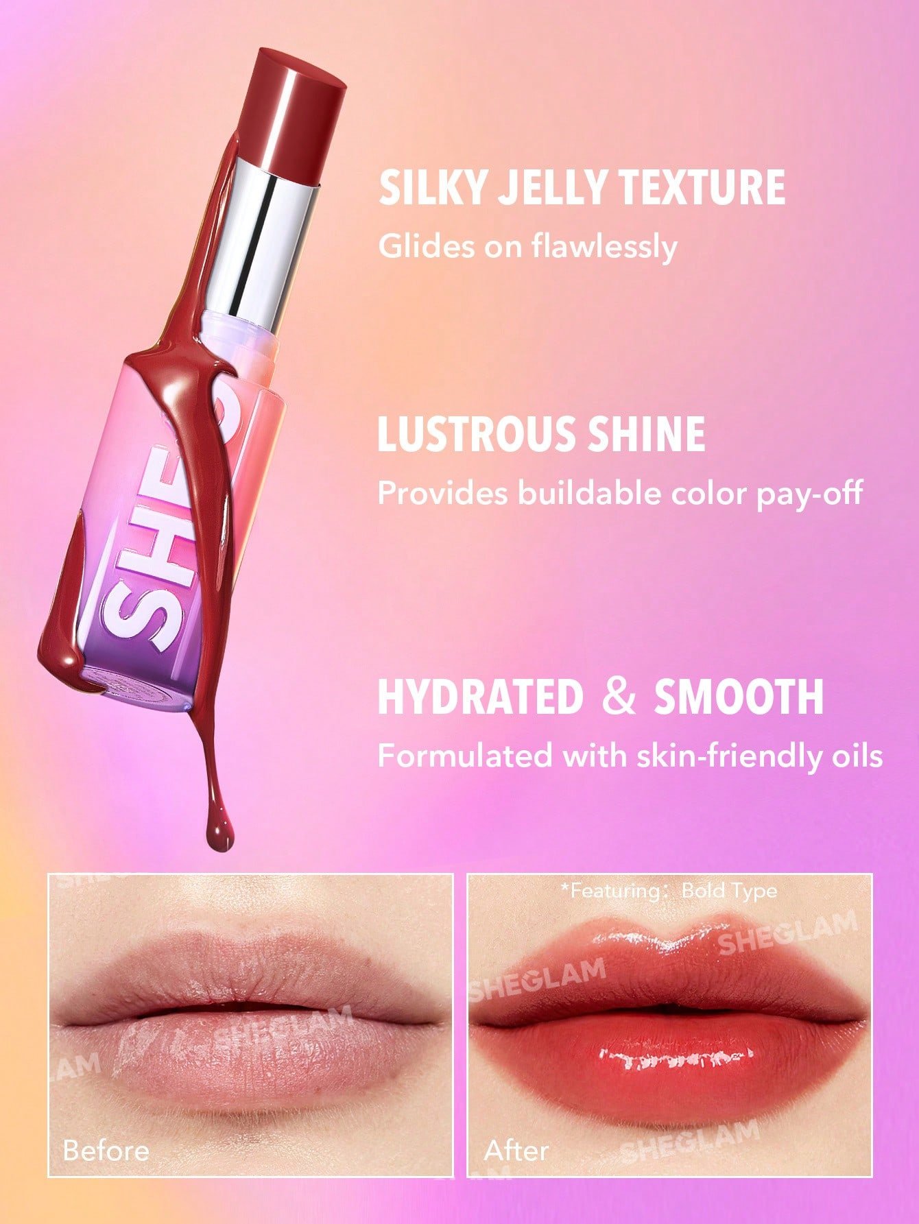 SHEGLAM Mirror Kiss High-Shine Lipstick | كلوس من شيكلام - الصورة 4