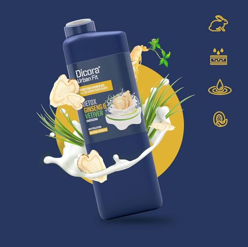 Dicora Urban Fit Ginseng & Vetiver Shower Gel 400ml | غسول جل من ديكورا بالجنسنك و فيتافير - الصورة 3
