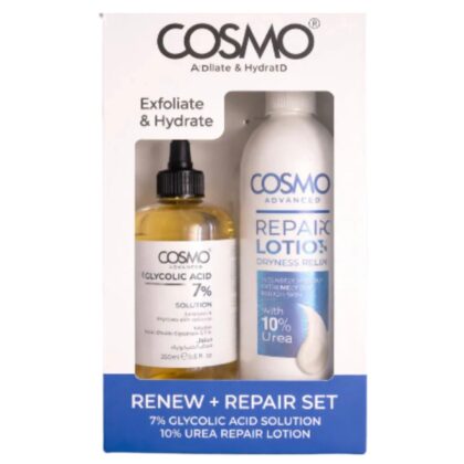 Cosmo Advanced Renew + Repair Set (Glycolic Acid 7% + 10% Urea Repair Lotion) |مجموعة كوزمو أدفانسد للتجديد والترميم - محلول حمض الجليكوليك 7% ولوشن اليوريا 10%