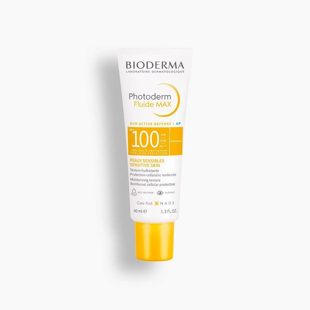 واقي شمس بيوديرما فوتوديرم فلويد ماكس Bioderma Photoderm Max SPF 100 للبشرة الحساسة 40 مل من Bioderma أصلي 100% | متوفر لدى صيدلية البحرين في الموصل بالعراق