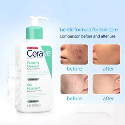 غسول سيرافي CeraVe بالنياسيناميد والسيراميد للبشرة العادية إلى الدهنية 236 مل من CeraVe أصلي 100% | متوفر لدى صيدلية البحرين في الموصل بالعراق