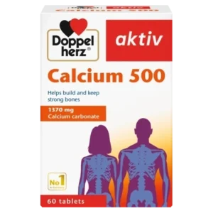 مكمل غذائي دوبل هيرتس أكتيف Doppelherz aktiv كالسيوم 500 لدعم صحة العظام 60 قرص من Doppelherz aktiv أصلي 100% | متوفر لدى صيدلية البحرين في الموصل بالعراق