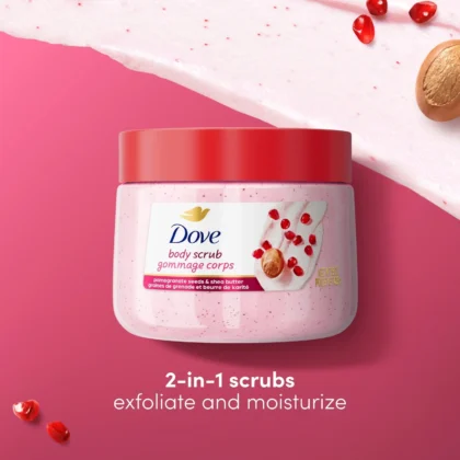 مقشر للجسم دوف Dove برمان وزبدة الشيا لنعومة البشرة 425 غرام من Dove أصلي 100% | متوفر لدى صيدلية البحرين في الموصل بالعراق