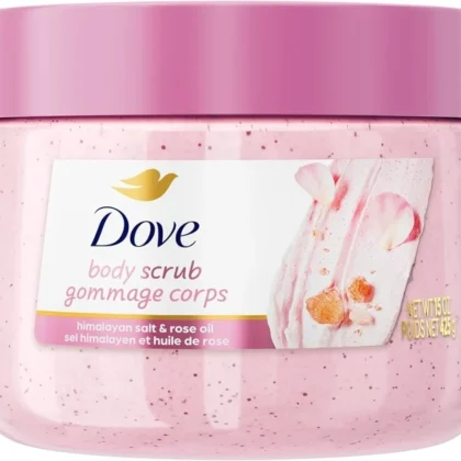 مقشر الجسم دوف Dove بملح الهيمالايا وزيت الورد لتنعيم البشرة 425 جم من Dove أصلي 100% | متوفر لدى صيدلية البحرين في الموصل بالعراق