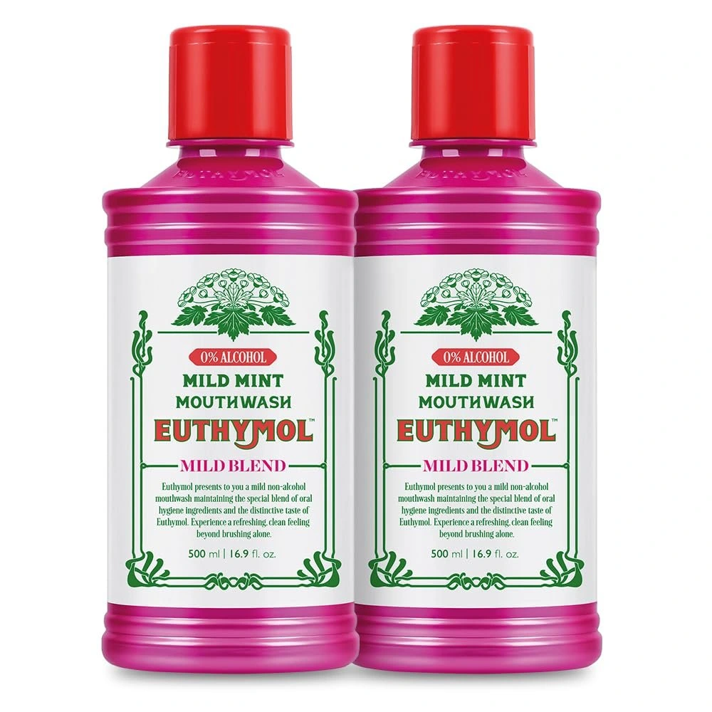 غسول فم يوثيمول Euthymol بالنعناع الخالي من الكحول للعناية بالأسنان 500 مل من Euthymol أصلي 100% | متوفر لدى صيدلية البحرين في الموصل بالعراق