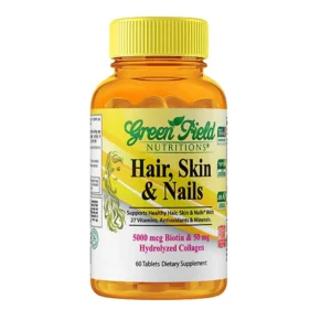 حبوب جرين فيلد Green Field بالبيوتين والكولاجين لدعم الشعر والأظافر 60 قرص من Green Field Nutritions أصلي 100% | متوفر لدى صيدلية البحرين في الموصل بالعراق
