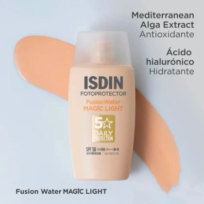 واقي شمس إيزدن ISDIN فوتوبروتكتور فيوجن ووتر ماجيك لايت SPF50 حجم 50 مل من ISDIN أصلي 100% | متوفر لدى صيدلية البحرين في الموصل بالعراق