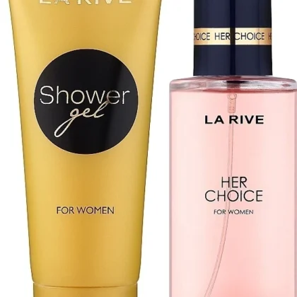 طقم عطر ومزيل للياقة نسائي لاريف La Rive Her Choice او دو بارفان 100 مل من LA RIVE أصلي 100% | متوفر لدى صيدلية البحرين في الموصل بالعراق