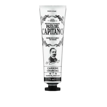 معجون أسنان باستا ديل كابيتانو Pasta Del Capitano بالفحم النشط والنعناع 75 مل من Pasta Del Capitano أصلي 100% | متوفر لدى صيدلية البحرين في الموصل بالعراق