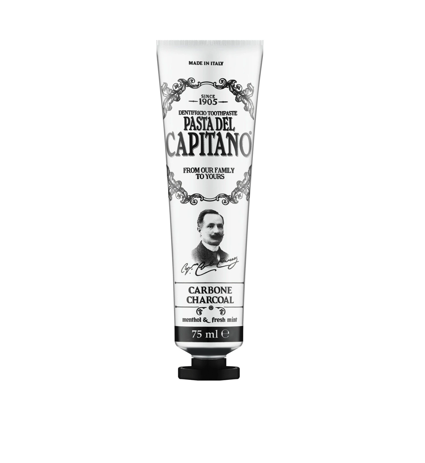 معجون أسنان باستا ديل كابيتانو Pasta Del Capitano بالفحم النشط والنعناع 75 مل من Pasta Del Capitano أصلي 100% | متوفر لدى صيدلية البحرين في الموصل بالعراق