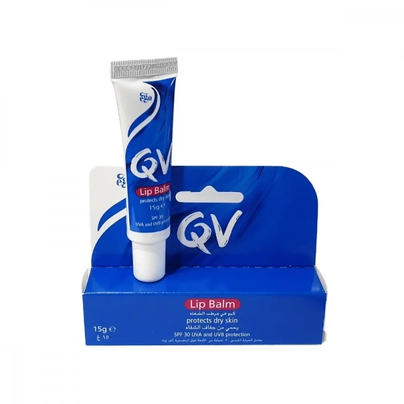 مرطب شفاه كيو في QV حماية من الشمس SPF 30 للشفاه الجافة والمتشققة 15 غرام