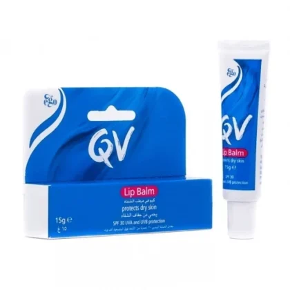 مرطب شفاه كيو في QV حماية من الشمس SPF 30 للشفاه الجافة والمتشققة 15 غرام من QV أصلي 100% | متوفر لدى صيدلية البحرين في الموصل بالعراق