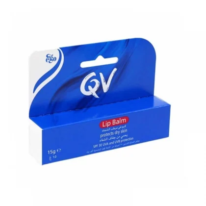 مرطب شفاه كيو في QV حماية من الشمس SPF 30 للشفاه الجافة والمتشققة 15 غرام من QV أصلي 100% | متوفر لدى صيدلية البحرين في الموصل بالعراق