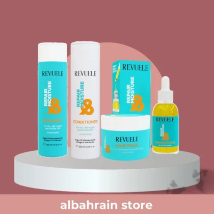 بكج ترميم وترطيب الشعر ريفولي Revuele للشامبو والبلسم والماسك والسيروم من Revuele أصلي 100% | متوفر لدى صيدلية البحرين في الموصل بالعراق